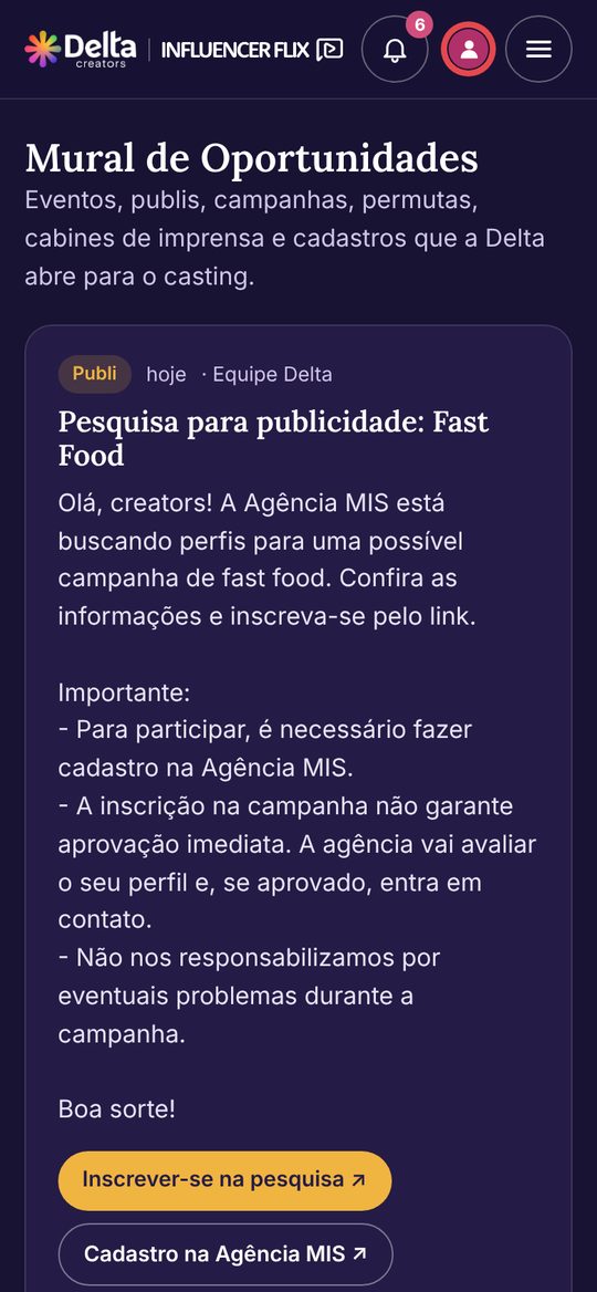 Tela da ferramenta selecionada na Influencer Flix